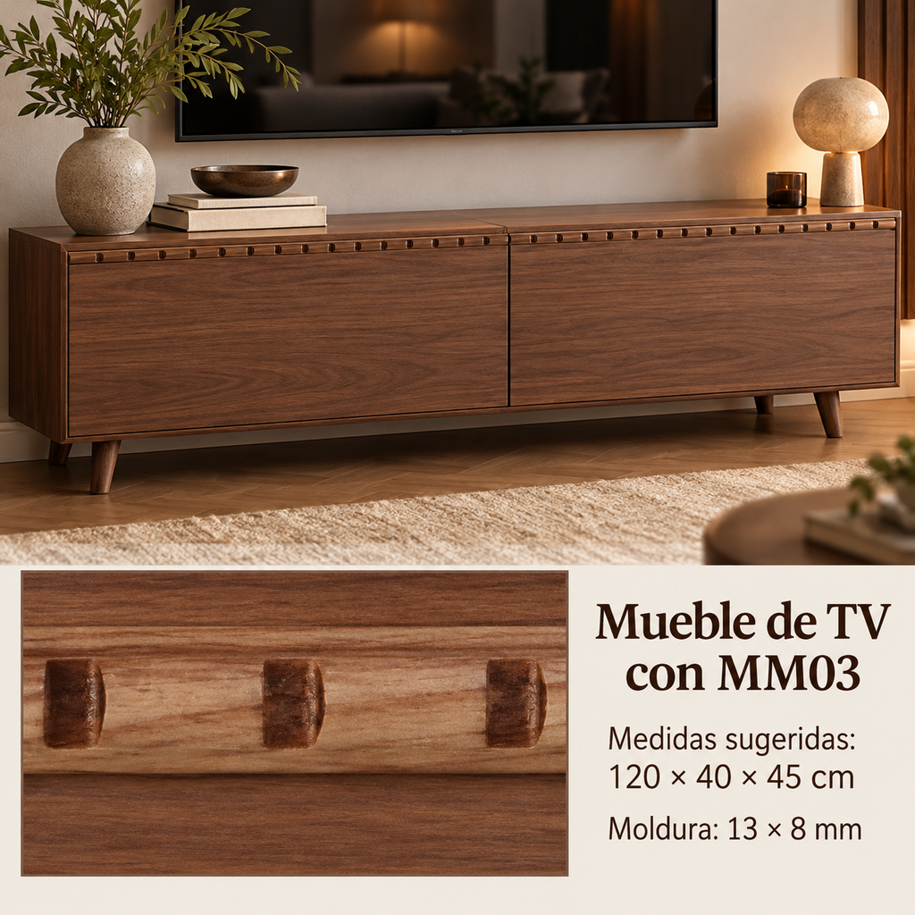 Moldura de madera grabada para mueble MM-03 – Kit de 4 piezas