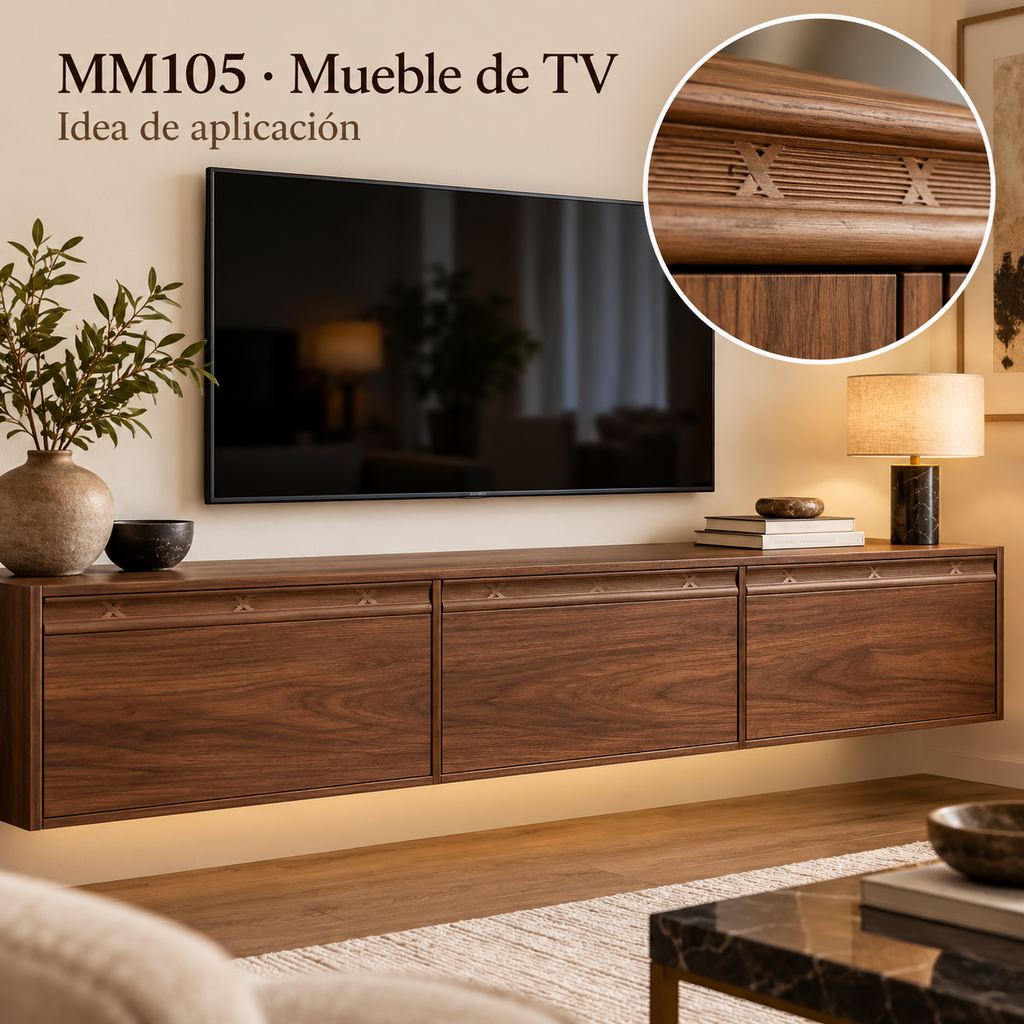Moldura de madera grabada para mueble MM-105 – Kit de 4 piezas