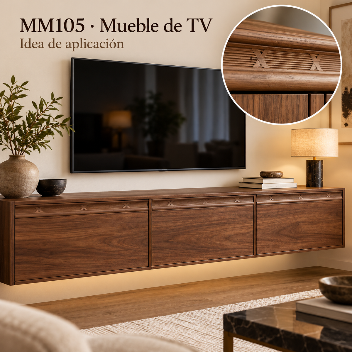 Moldura de madera grabada para mueble MM-105 – Kit de 4 piezas