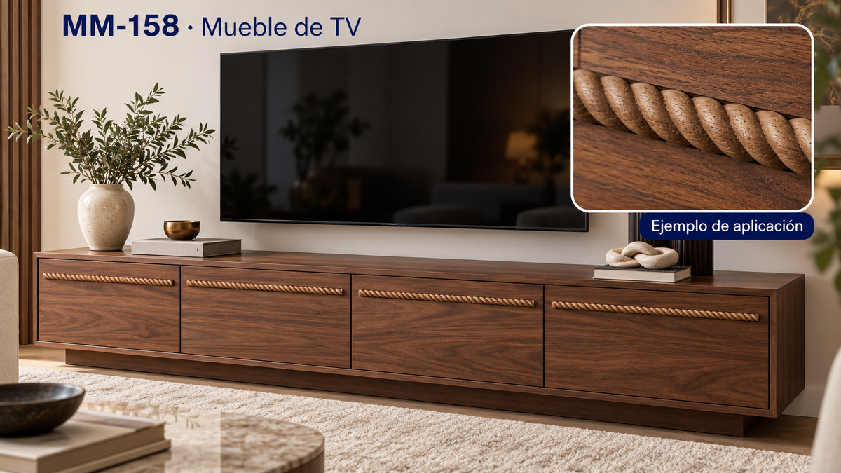 Kit 8 Molduras Media Caña Grabadas MM-158 de Madera | 55 cm c/u | Pino Natural