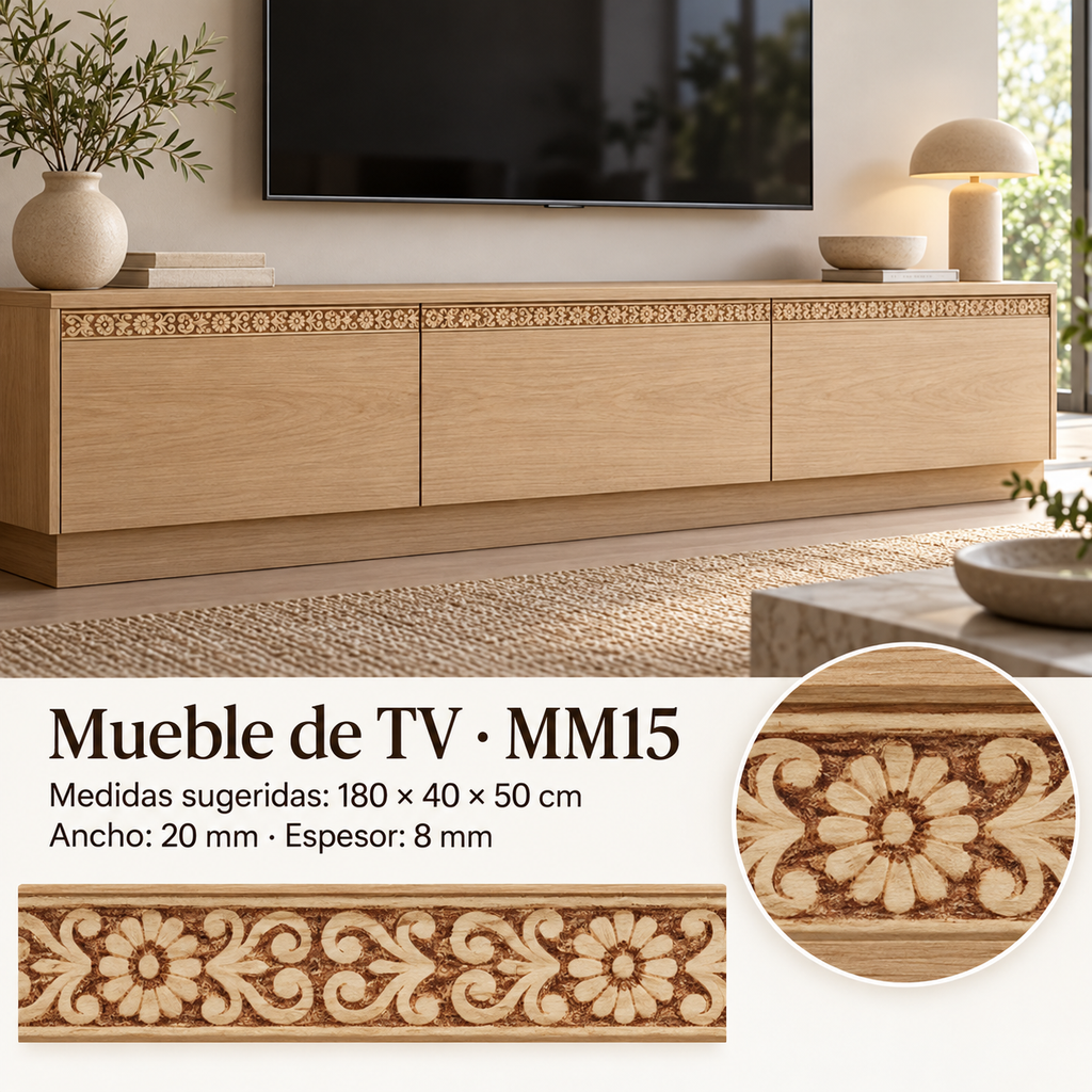 Moldura de madera grabada para mueble MM-15 – Kit de 4 piezas