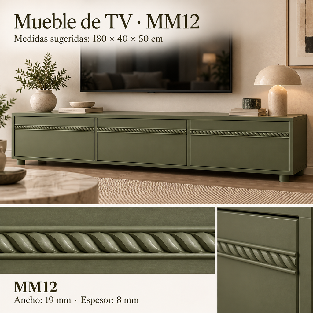 Moldura de madera grabada para mueble MM-12 – Kit de 4 piezas