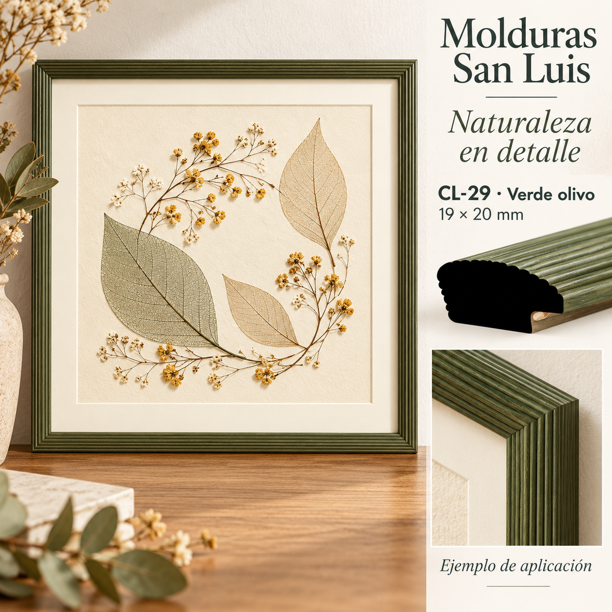 Moldura de madera lisa para marco CL29 – Kit de 4 piezas