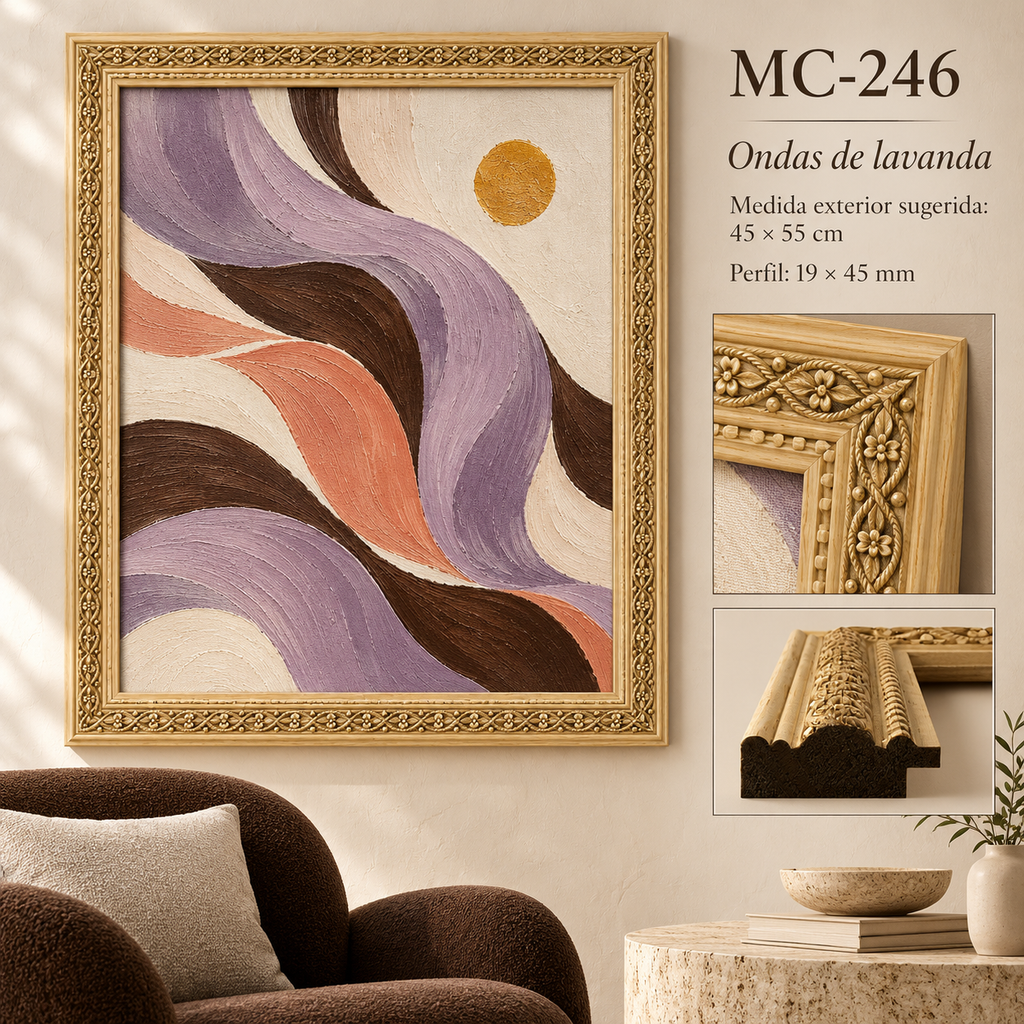 Moldura de madera grabada para marco MC246 – Kit de 4 piezas