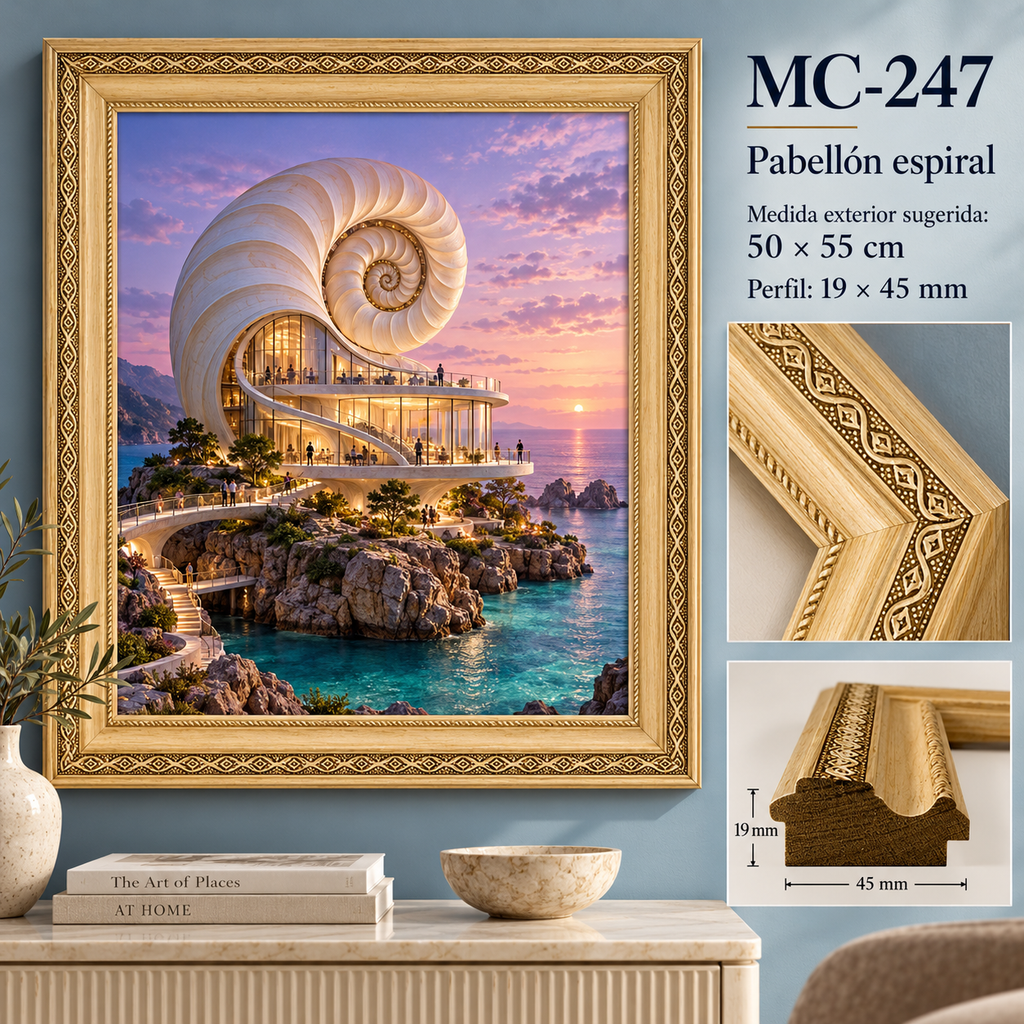 Moldura de madera grabada para marco MC247 – Kit de 4 piezas