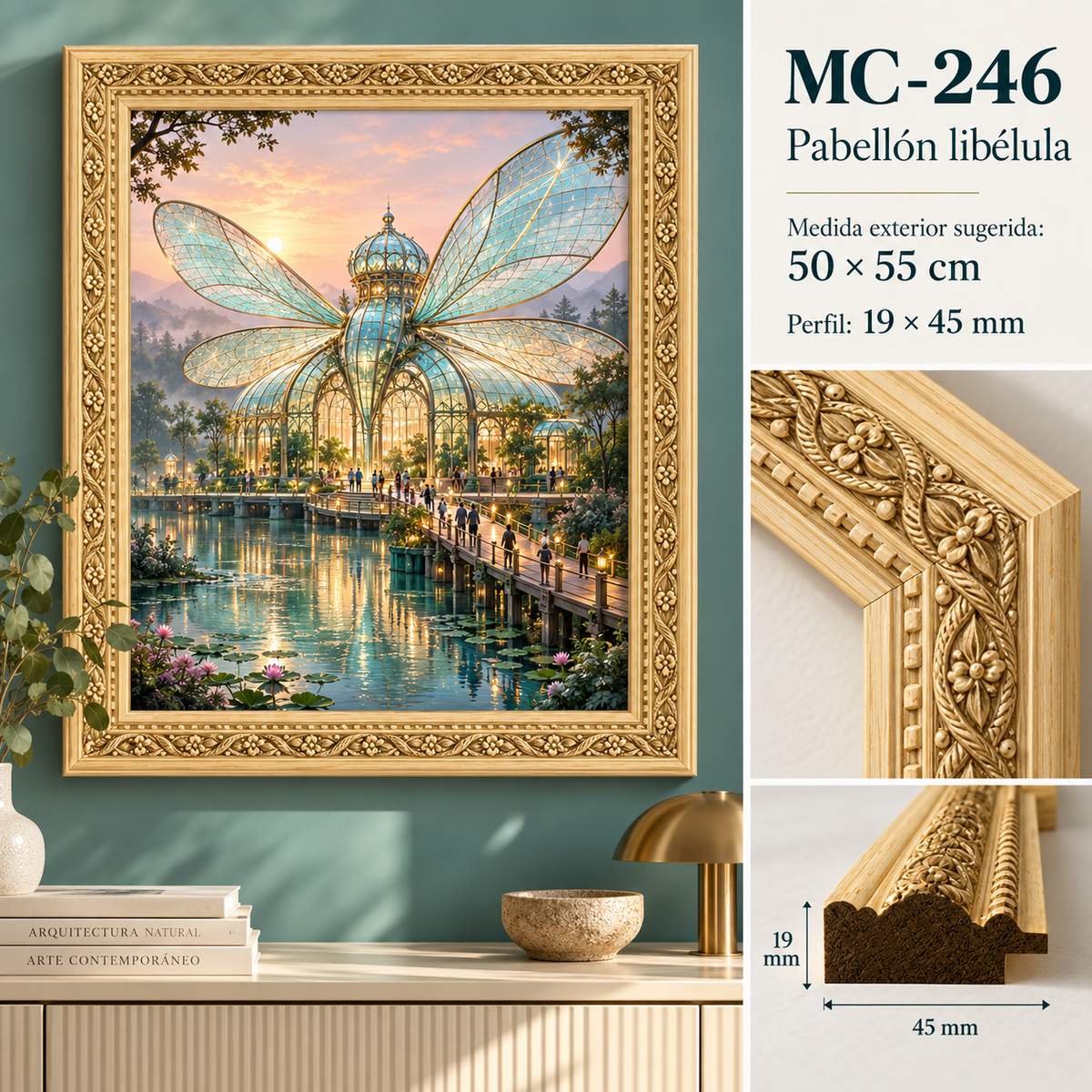 Moldura de madera grabada para marco MC246 – Kit de 4 piezas
