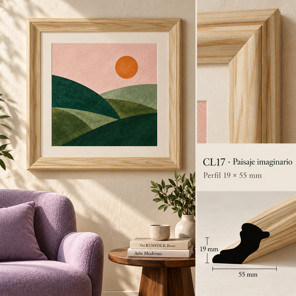 Moldura de madera lisa para marco CL17 – Kit de 4 piezas