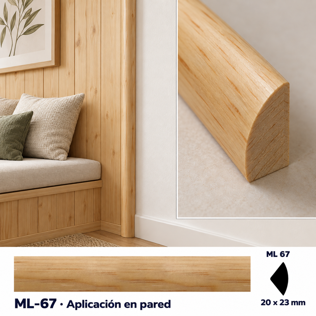 Kit de 4 Piezas moldura lisa modelo ML-67 TIPO CUARTO BOCEL
