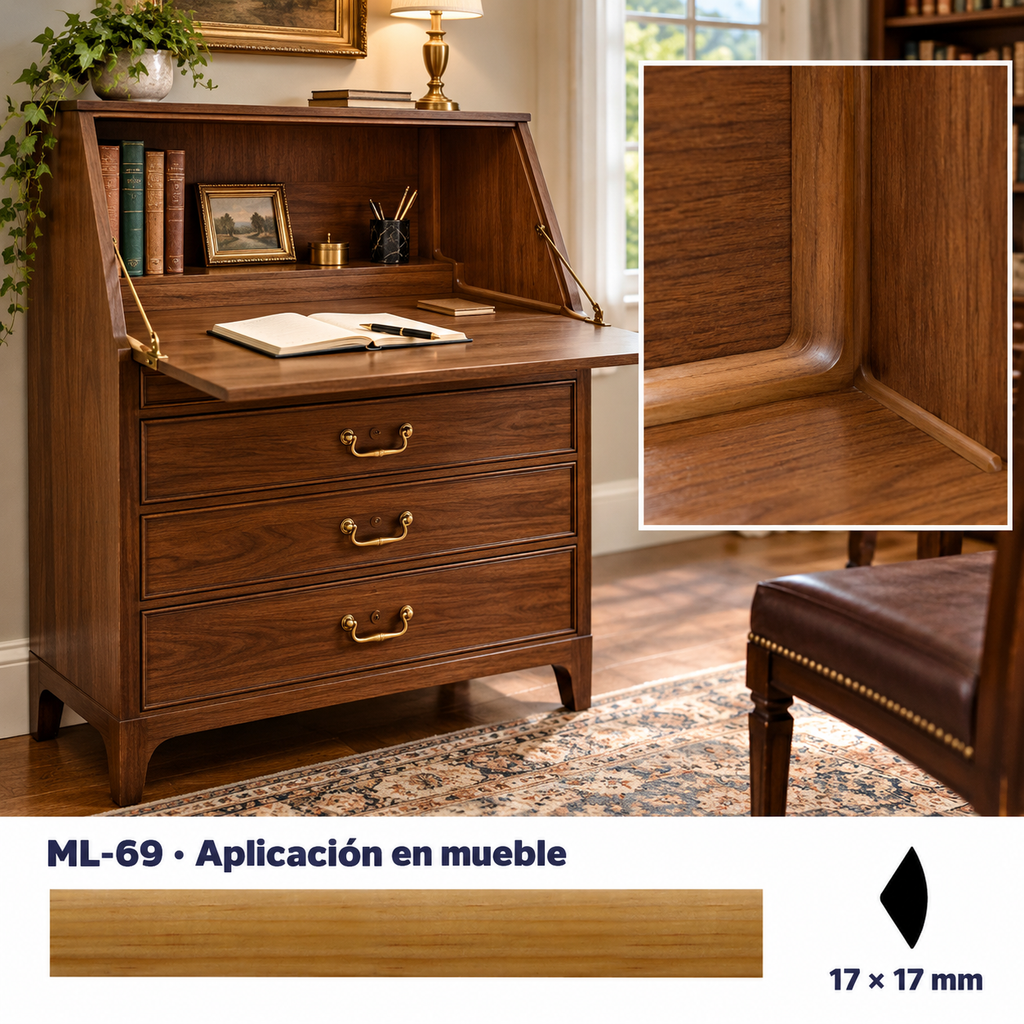 Kit de 4 Piezas moldura lisa modelo ML-69 TIPO CUARTO BOCEL
