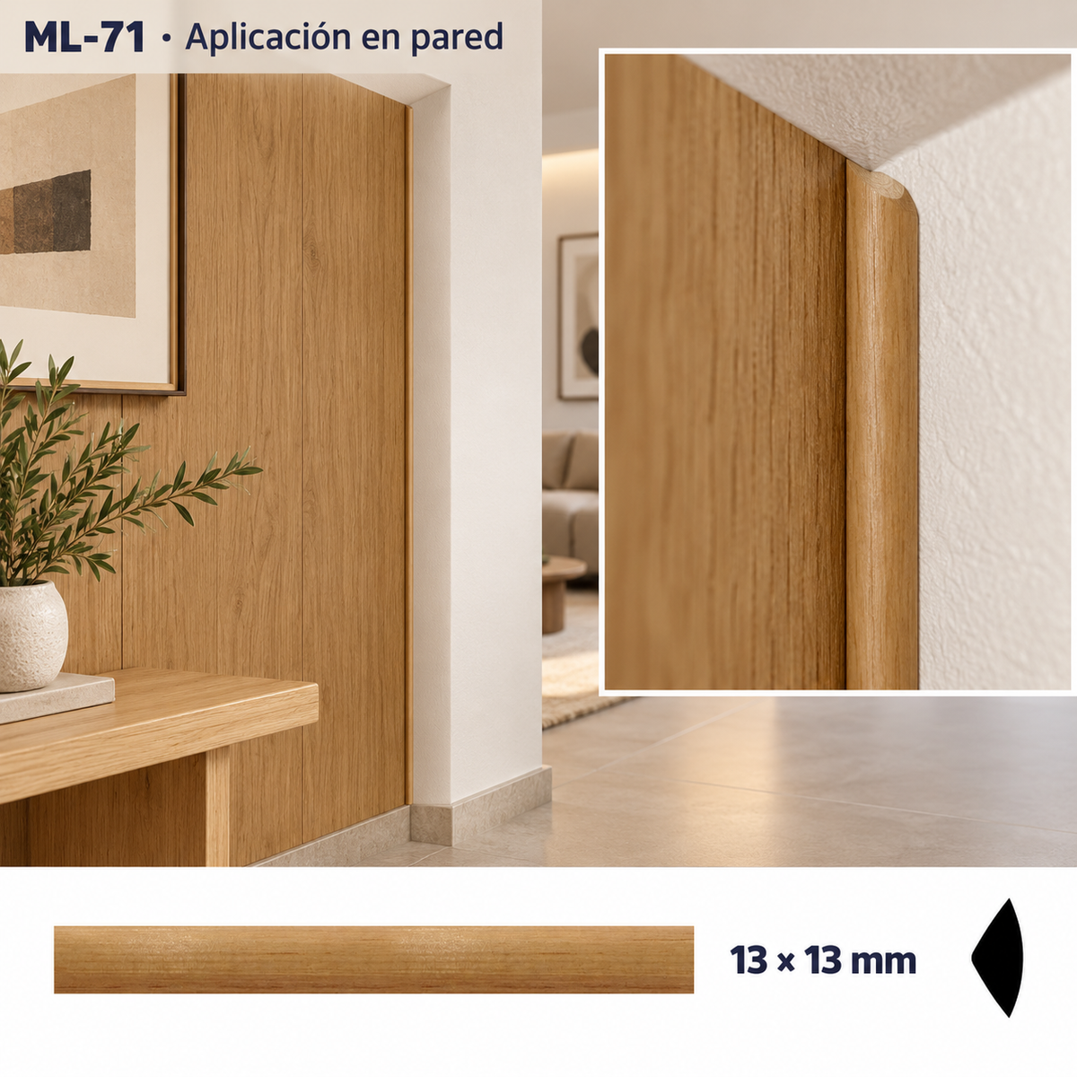 Kit de 4 Piezas moldura lisa modelo ML-71 TIPO CUARTO BOCEL
