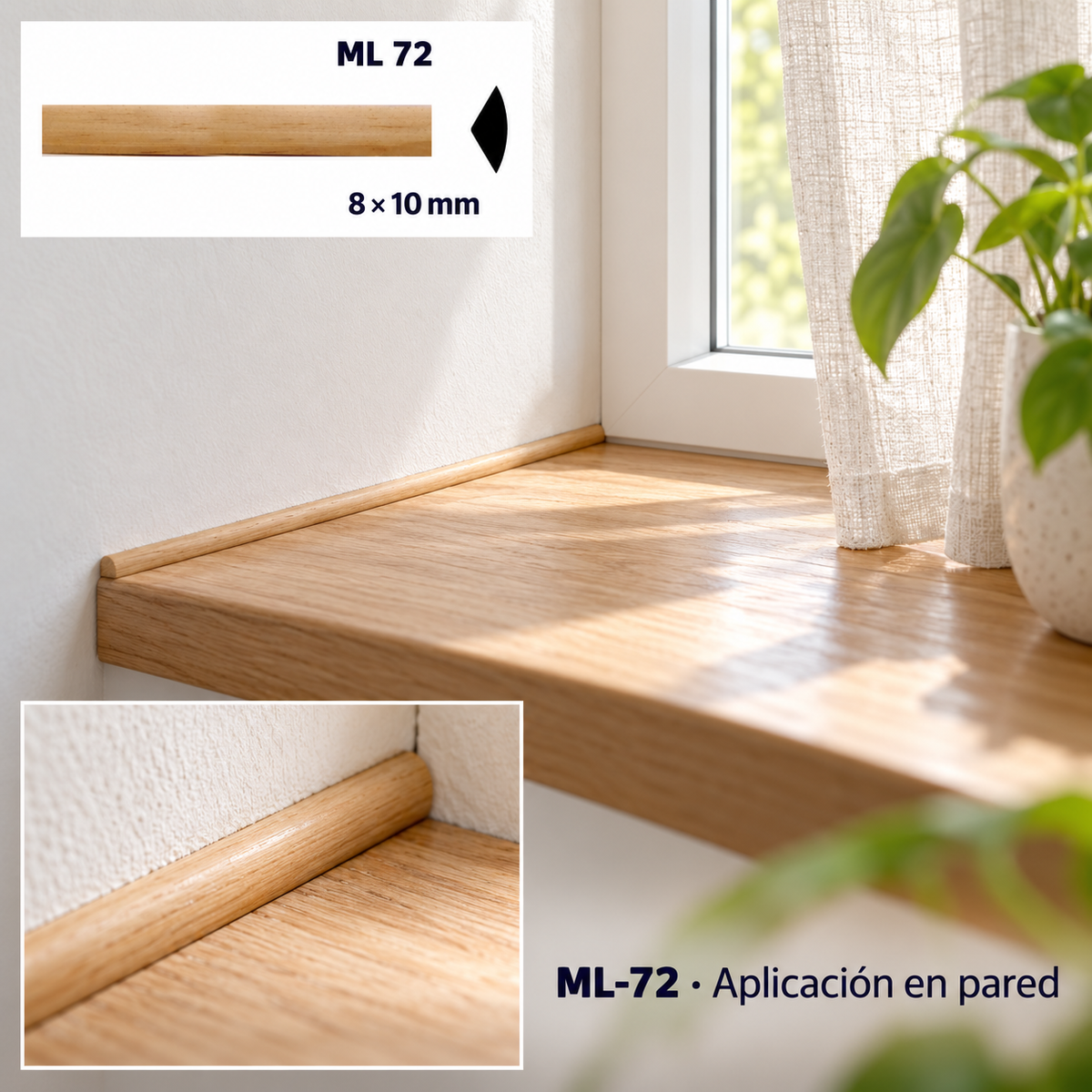 Kit de 4 piezas moldura lisa modelo ML-72 TIPO CUARTO BOCEL