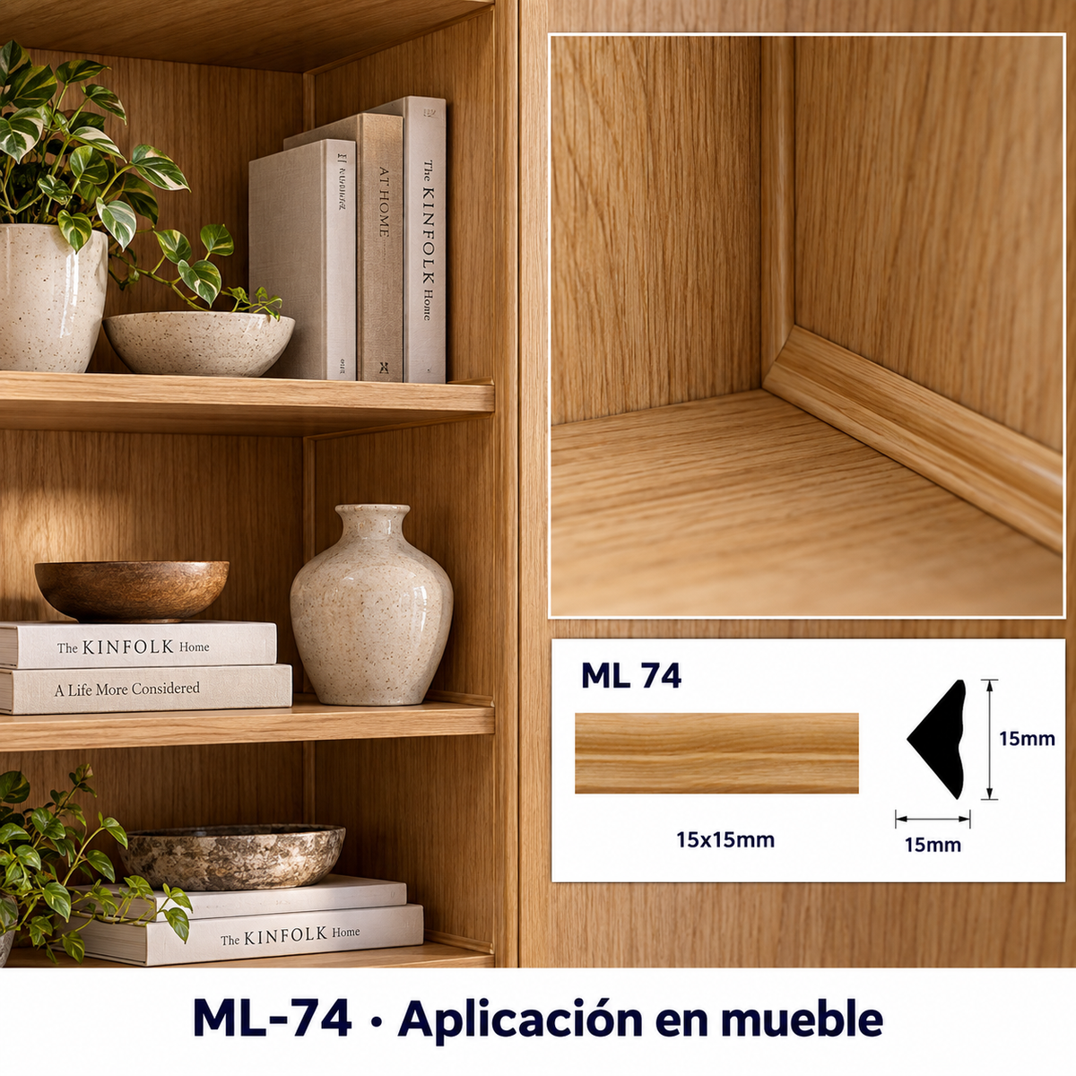 Kit de 4 piezas moldura lisa modelo ML-74 TIPO ESQUINERA