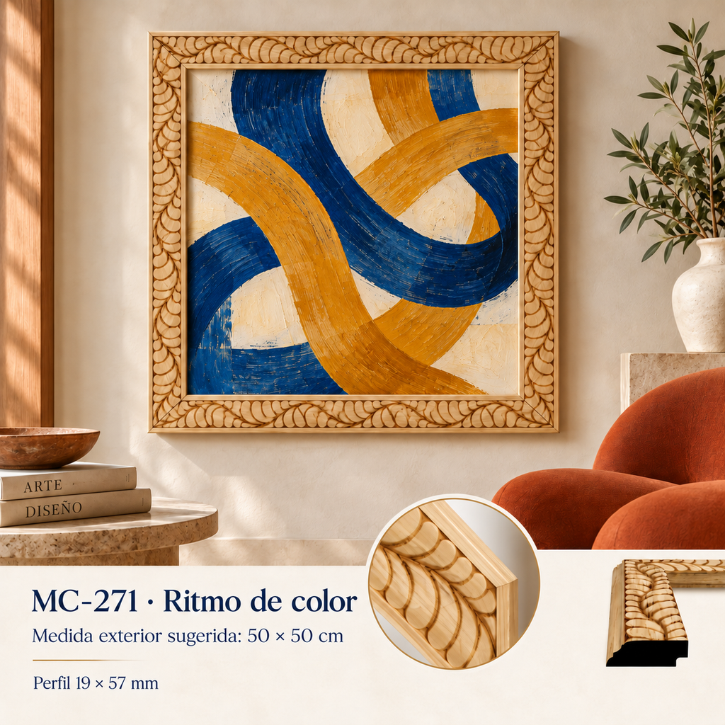 Moldura de madera grabada para marco MC271 – Kit de 4 piezas