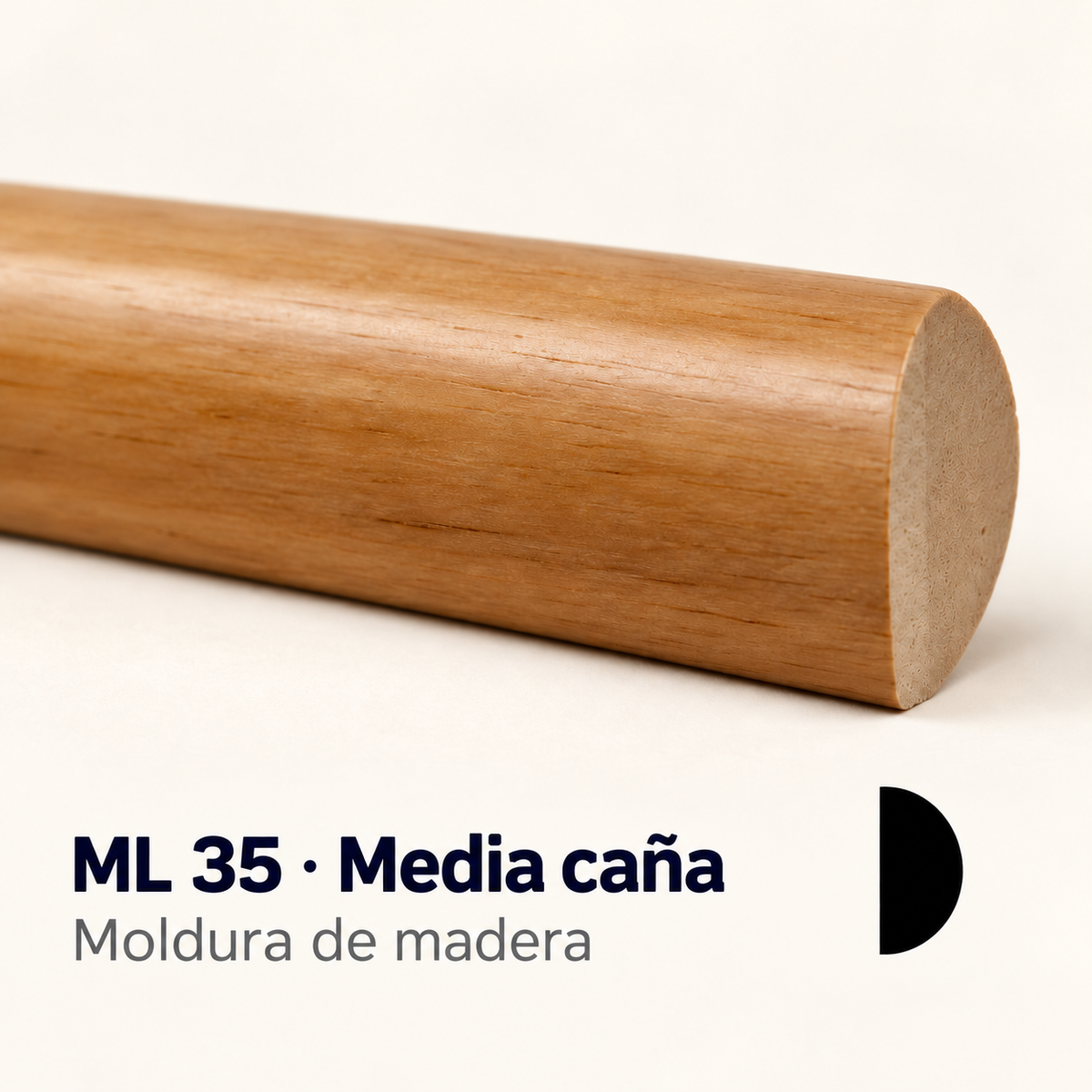 Moldura de madera lisa para mueble ML-35 – Kit de 4 Piezas TIPO MEDIA CAÑA