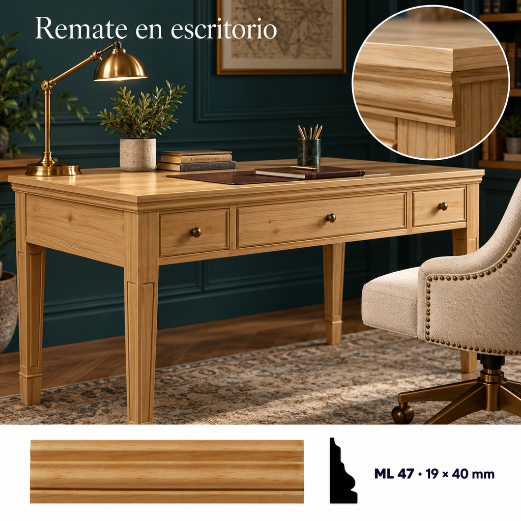 Moldura de madera lisa para mueble ML-47 – Kit de 4 Piezas TIPO REMATE