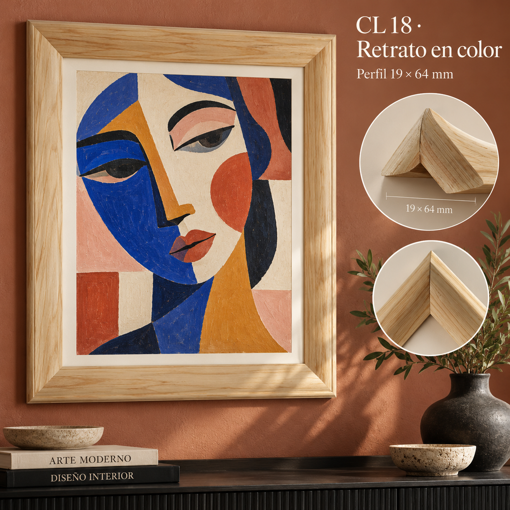 Moldura de madera lisa para marco CL18 – Kit de 4 piezas