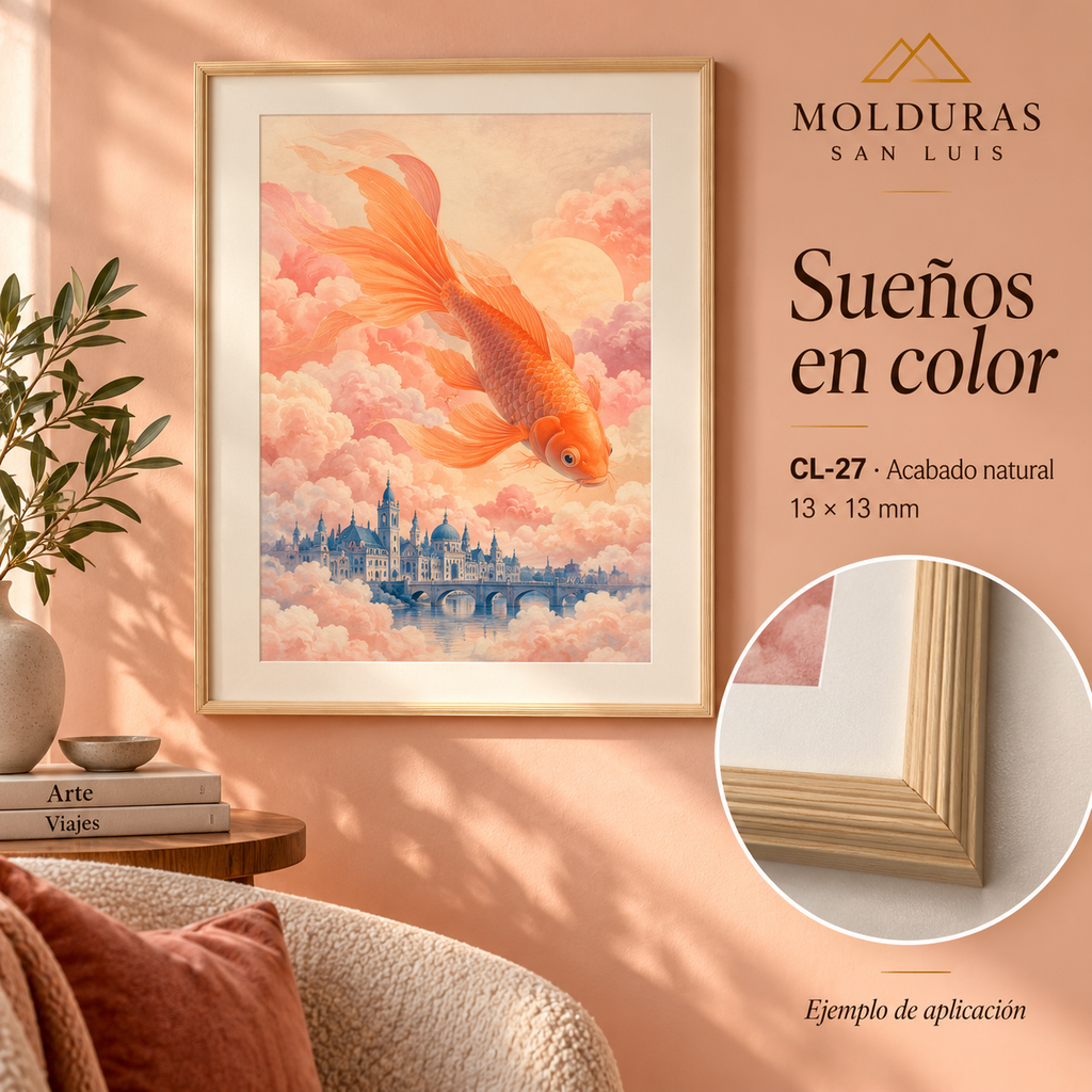 Moldura de madera lisa para marco CL27 – Kit de 4 piezas