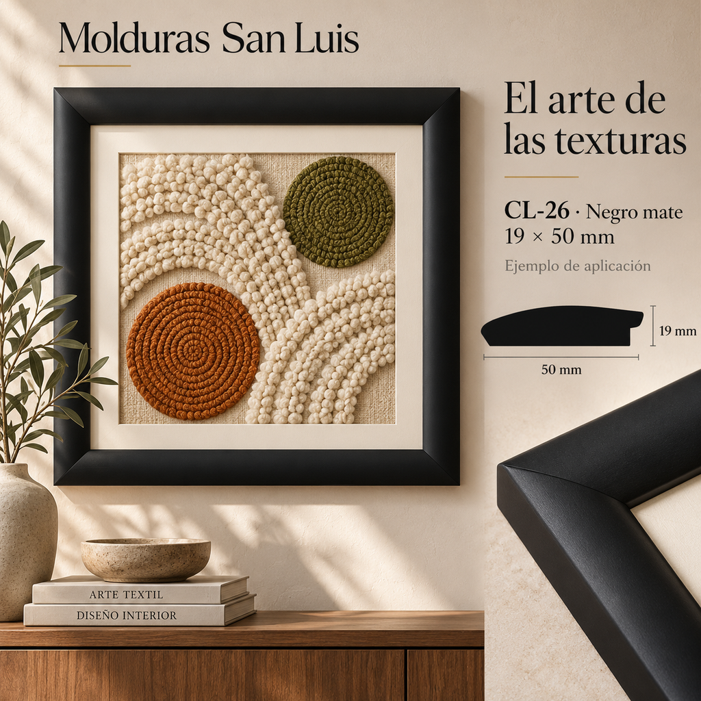 Moldura de madera lisa para marco CL26 – Kit de 4 piezas