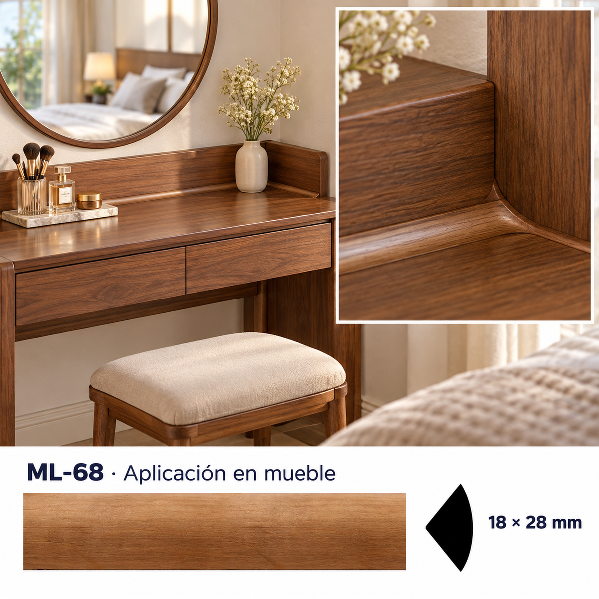 Kit de 4 Piezas moldura lisa modelo ML-68 TIPO CUARTO BOCEL