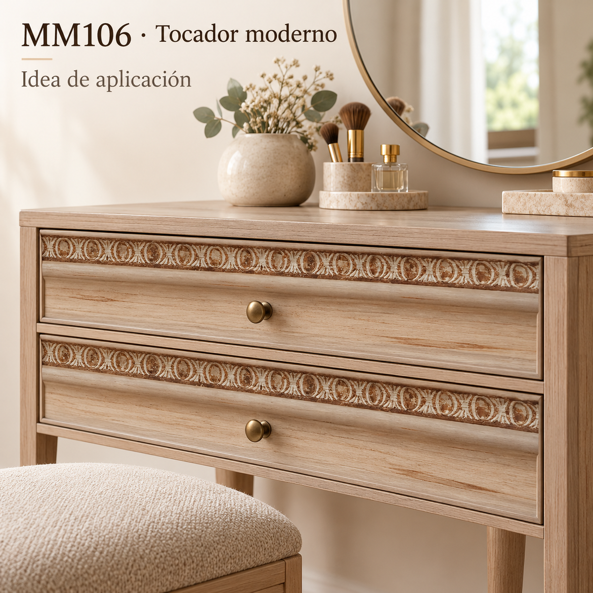 Moldura de madera grabada para mueble MM-106 – Kit de 4 piezas