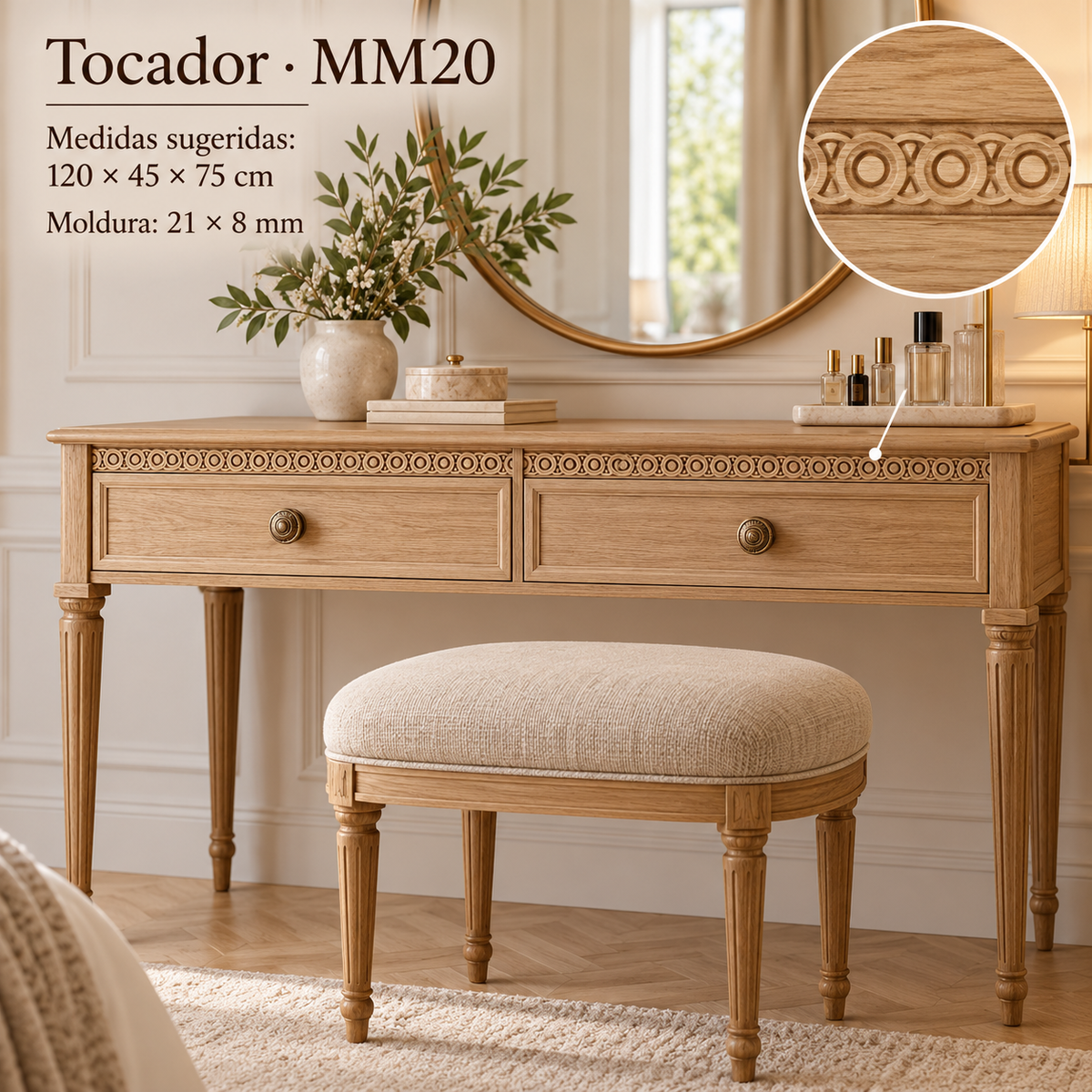Moldura de madera grabada para mueble MM-20 – Kit de 4 piezas