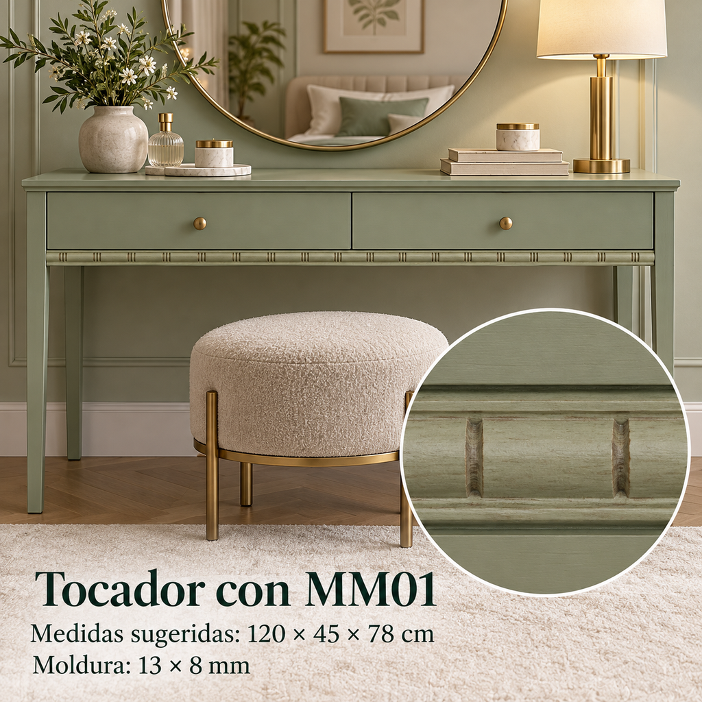 Moldura de madera grabada para mueble MM-01 – Kit de 4 piezas