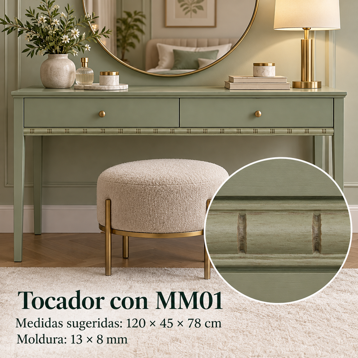 Moldura de madera grabada para mueble MM-01 – Kit de 4 piezas