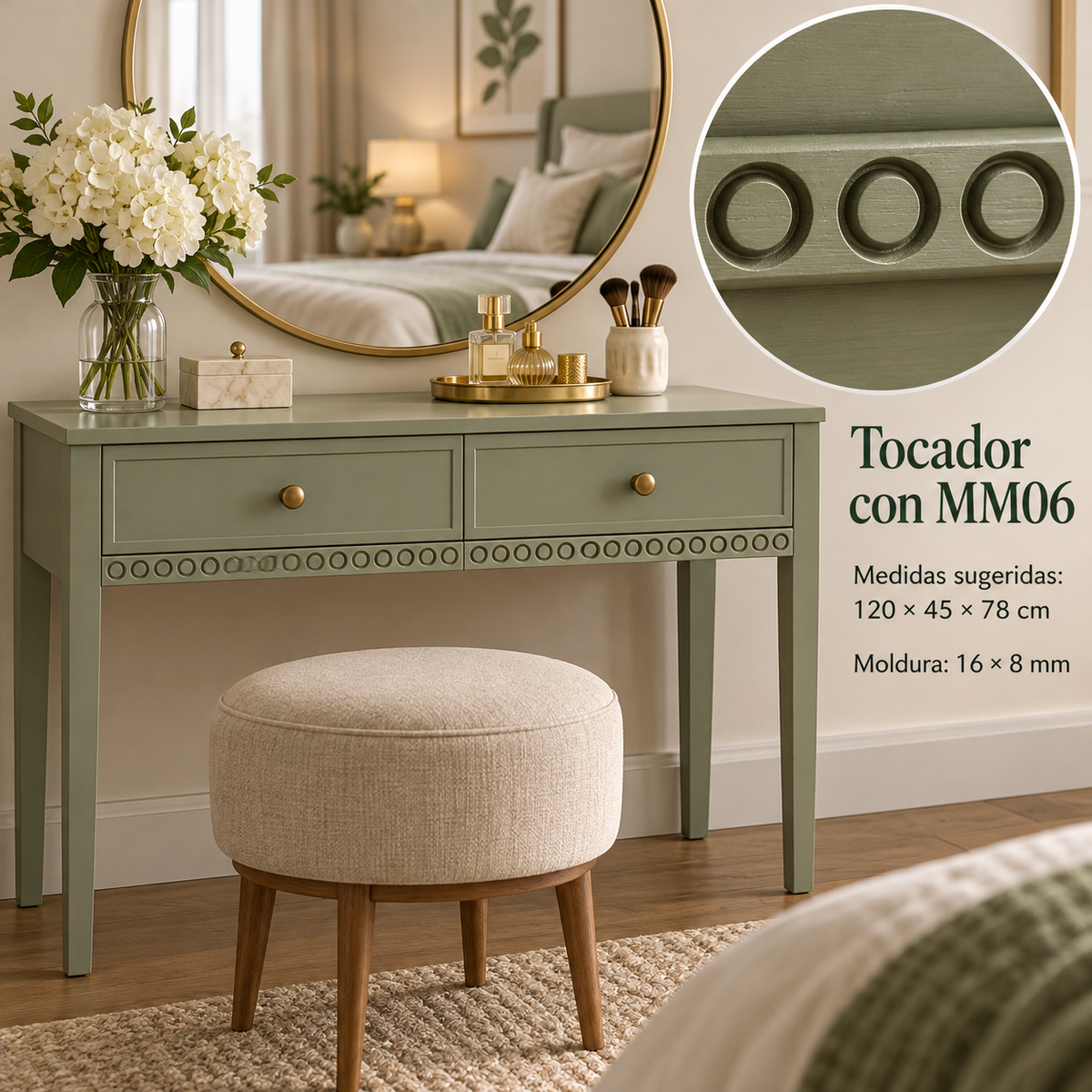 Moldura de madera grabada para mueble MM-06 – Kit de 4 piezas