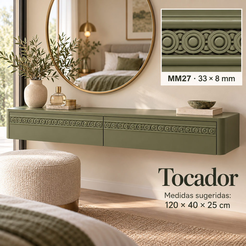 Moldura de madera grabada para mueble MM-27 – Kit de 4 piezas