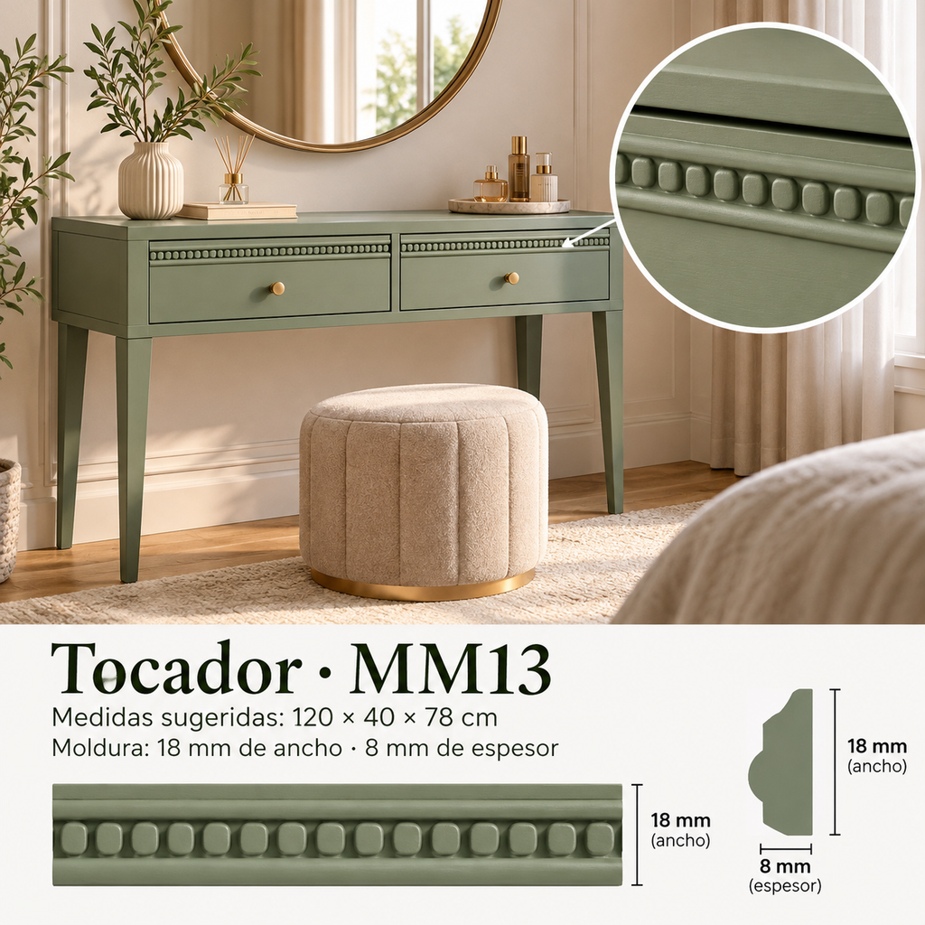 Moldura de madera grabada para mueble MM-13 – Kit de 4 piezas
