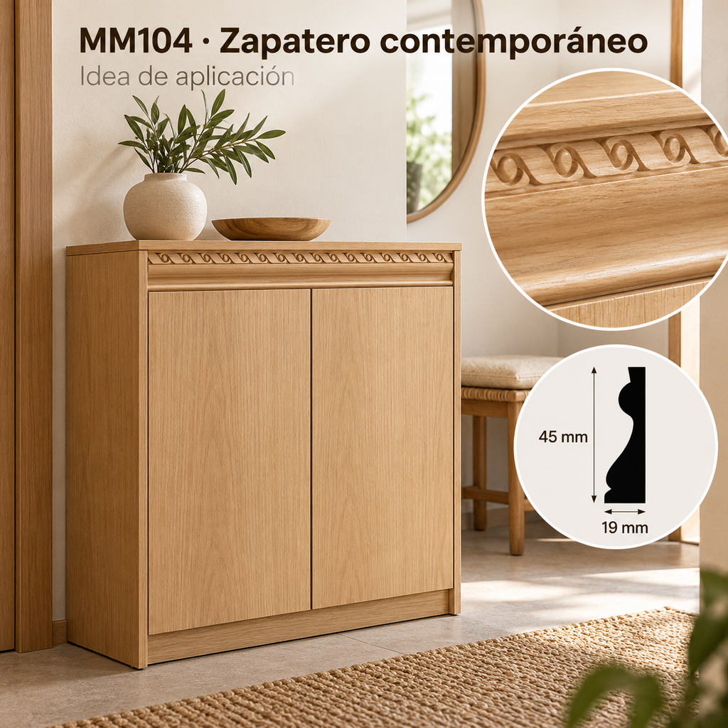 Moldura de madera grabada para mueble MM-104 – Kit de 2 piezas