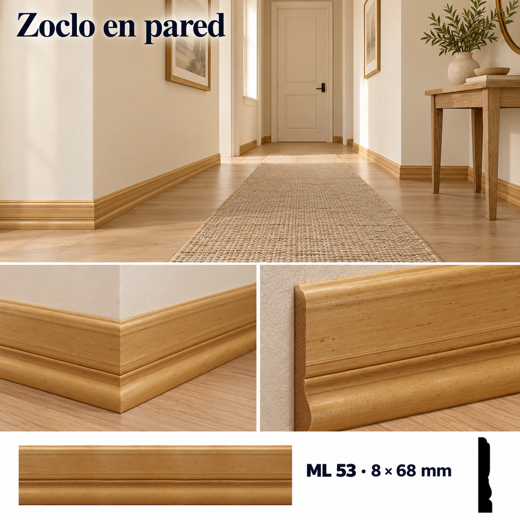 Moldura de madera lisa para mueble ML-53 – Kit de 4 Piezas ZOCLO