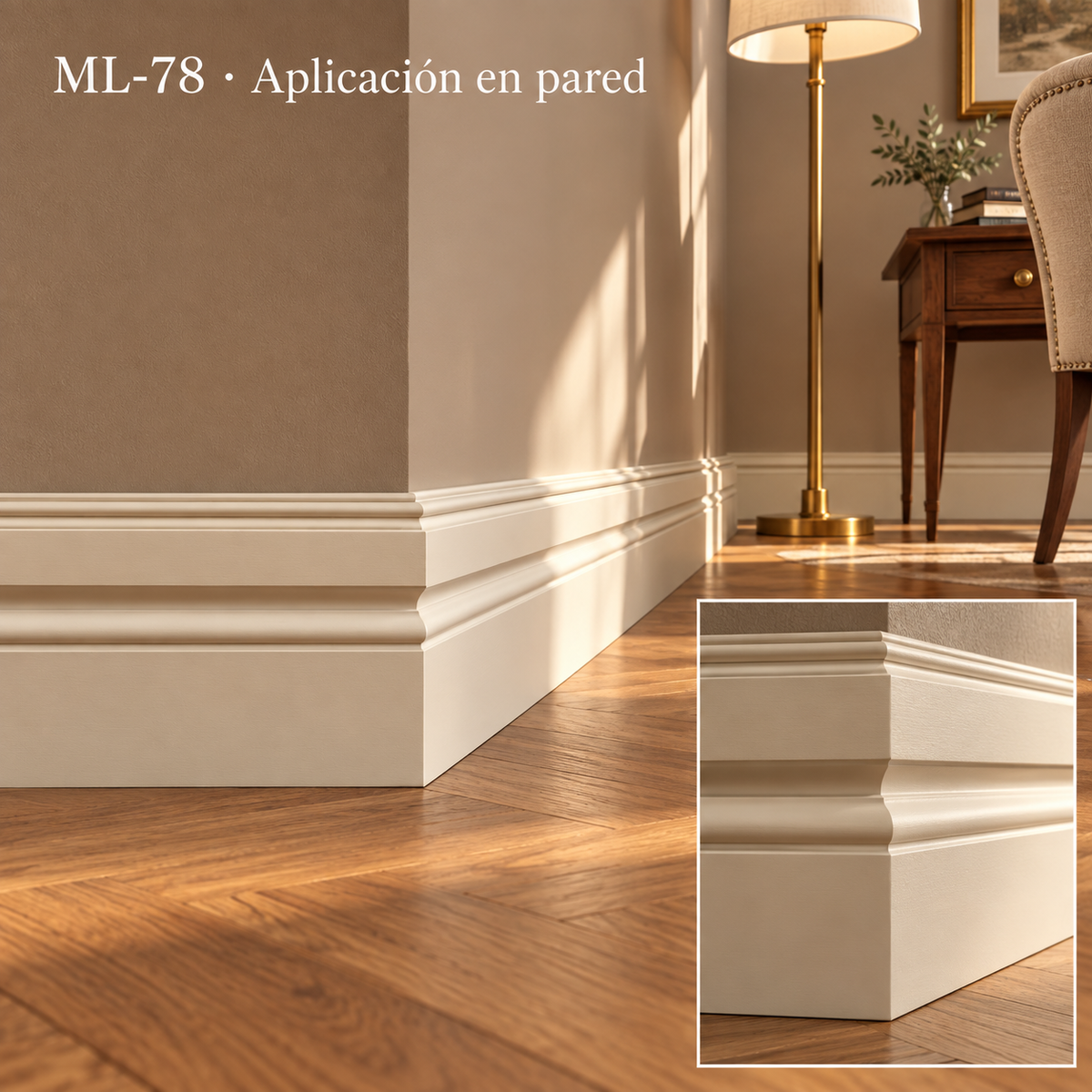 Kit de 4 tiras moldura lisa modelo ML-78 TIPO ZOCLO