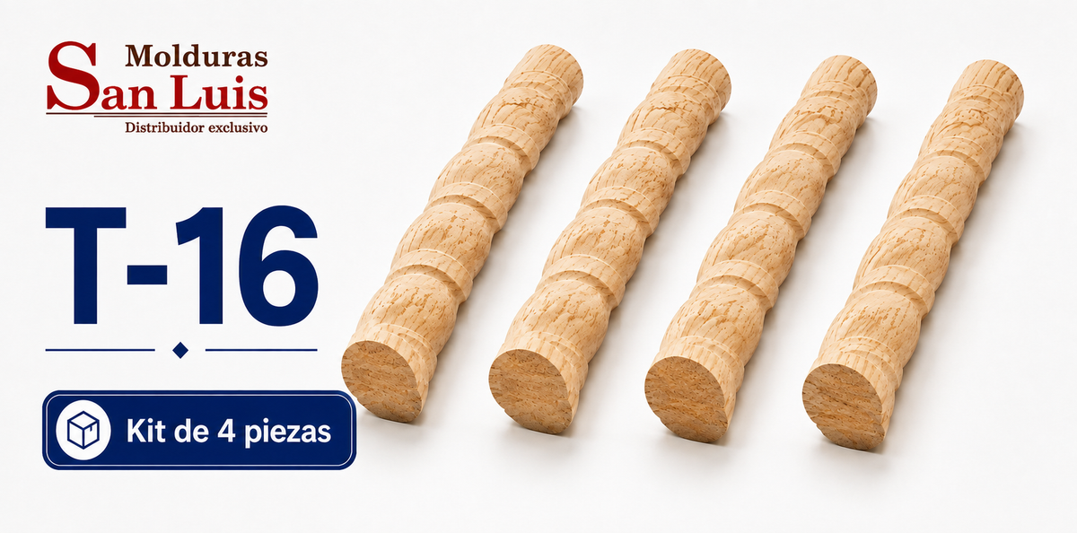 Kit 4 Bastones Trenzados T-16 de Madera | 55 cm c/u | Pino Natural para Proyectos DIY